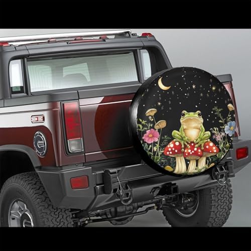 Mushrooms Frog Black Universal Spare Tire Cover, 14 Inch, Cute Waterproof - Image 3