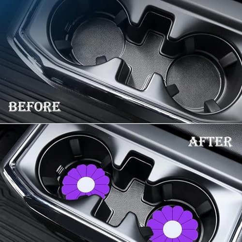 4-Pack Car Cup Holder Coaster Inserts, Daisy Shape, 2.75 Inch Non-Slip Silicone - Image 7