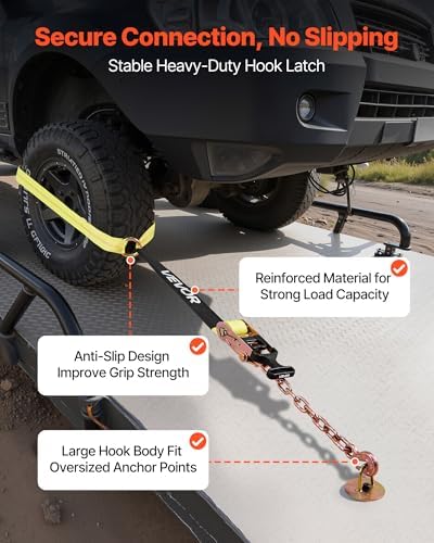 VEVOR Wheel Chock Tie-Down Kit, Tire-Style Tow Dolly Strap, Car Tie Down Kit - Image 5