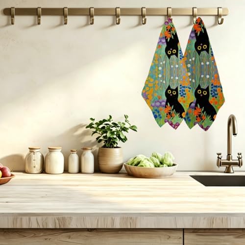 2 Pcs Cat Flower Kitchen Towels, Cute Cats Gifts - Image 3