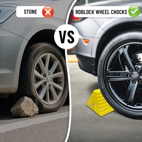 ROBLOCK 4 Packs Wheel Chocks Heavy Duty Yellow - Image 6