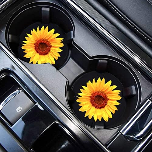 Sunflower Car Cup Holder Coaster 2PCS 2.75" Universal Silicone Auto Cup Holder - Image 2