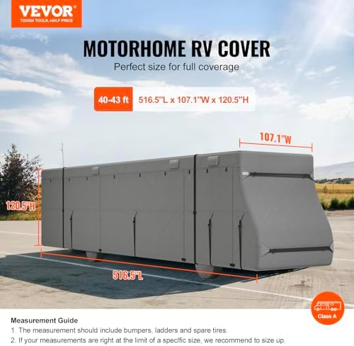 VEVOR Class A RV Cover, 40-43 ft Motorhome Cover, Non-Woven Fabric Motorhome RV - Image 2