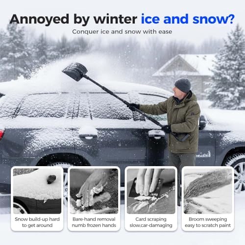 3 in 1 Car Snow Brush, Ice Scraper, Telescoping Snow Shovel - Image 3