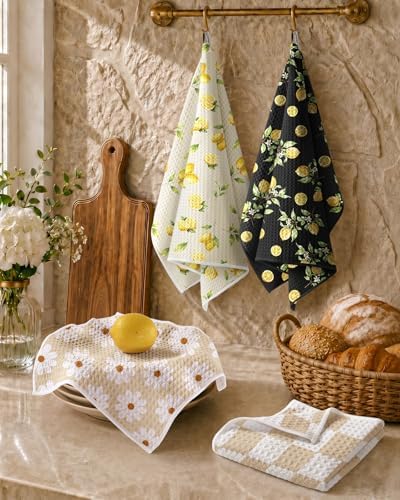 Miss Adola 2pcs Double-Sided Microfiber Kitchen Towels, Lemon Refreshment - Image 5