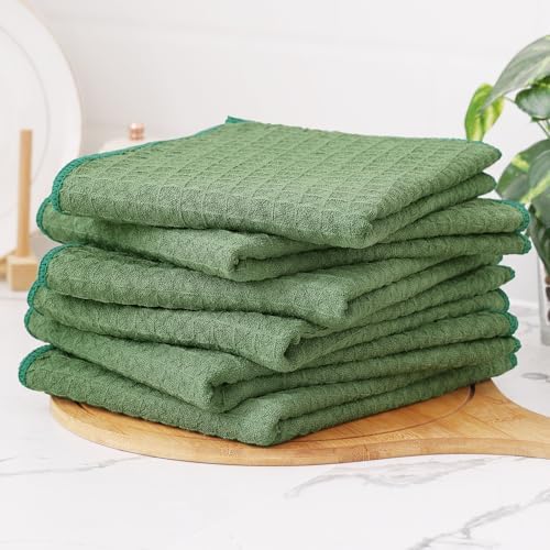 Homaxy Microfiber Waffle Weave Kitchen Towels, 8 Pack, Grass Green - Image 6