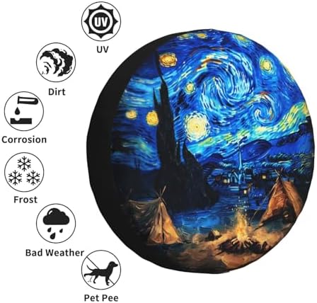 Starry Night Camping Spare Tire Cover Wheel Protectors Weatherproof Universal - Image 5