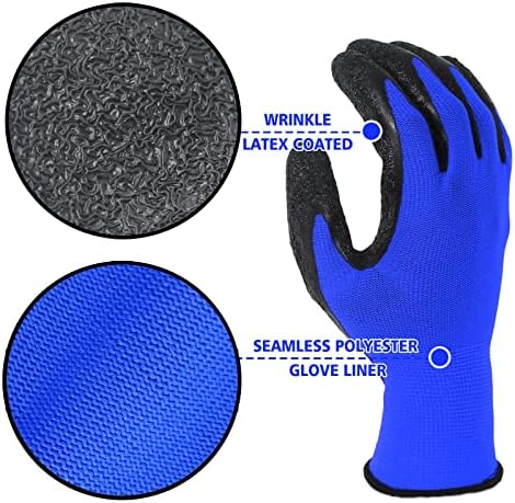 Evridwear Crinkle Latex Rubber Coated Safety Work Gloves - Image 3