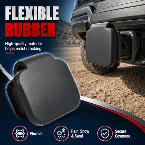 2'' Trailer Hitch Cover, Rubber Square Mouth Tow Receiver Tube Plug Protection - Image 3