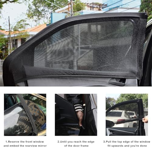 2 PCS Car Window Shades, Double-Layer Automotive Front Side Window Sunshade - Image 6