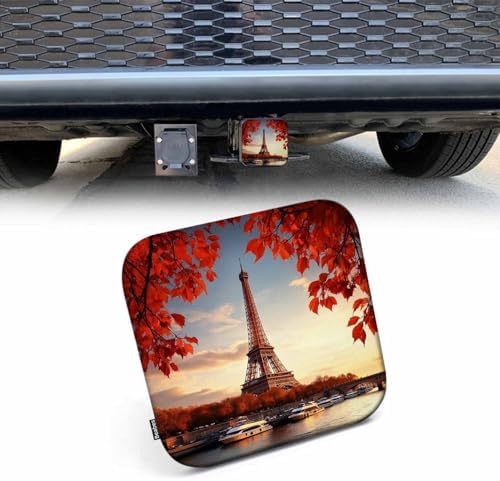 2" Receiver Hitch Cover Eiffel Tower, Paris Autumn Maple Leaves Eiffel Tower by Beabes