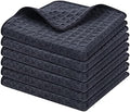 Homaxy Microfiber Waffle Weave Kitchen Dish Cloths, 6 Pack, Dark Grey by Homaxy