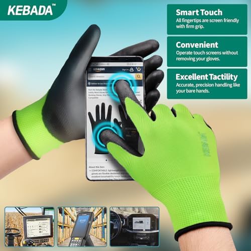 Kebada W1 Safety Work Gloves for Men & Women, 50 Pairs Bulk Pack, PU Coated - Image 3