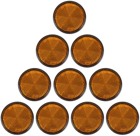 10 Pack Yellow Self Adhesive Round Reflectors, E9 Approval by YinaolanAutomotiveParts