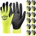 OKIAAS PU Coated Work Gloves Men, Ultra Grip & Lightweight, 12 Pairs Bulk by OKIAAS