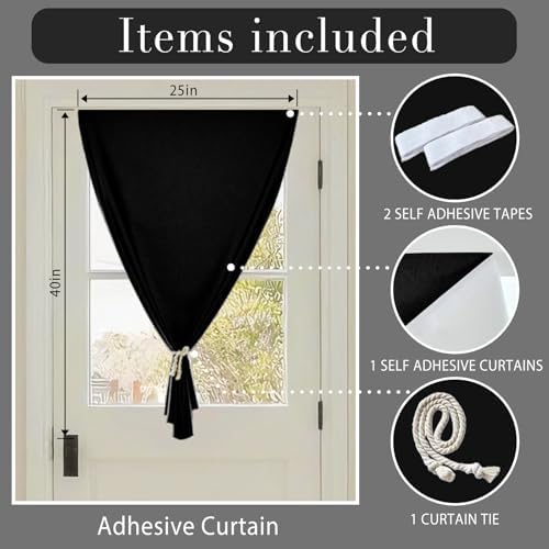 100% Blackout French Door Curtains, Room Darkening Shades Small Window Curtain - Image 6
