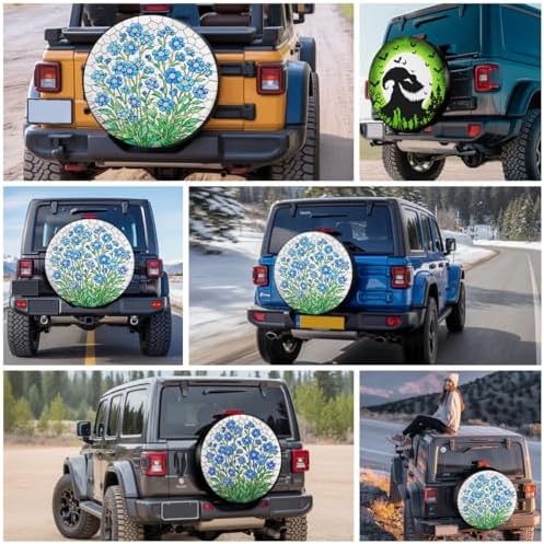 GENANY Blue Green Floral Thick PVC Leather Spare Tire Cover Size 18 - Image 7
