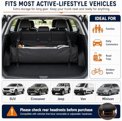 Car Trunk Organizer, Backseat Hanging Cargo Storage Bag - Image 6