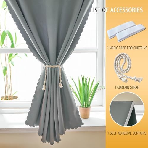 JILRON Adhesive Curtain 100% Blackout No-Drill Easy Install - Image 4
