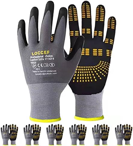LOCCEF 6 Pairs MicroFoam Nitrile Work Gloves by LOCCEF