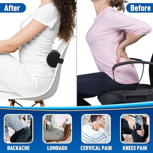 CushZone Memory Foam Lumbar Roll Support Pillow, Large Black - Image 5