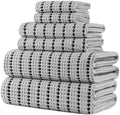 POLYTE 430 GSM Poly Blend Microfiber Quick Dry Waffle Bath Towel Set of 6 by Polyte
