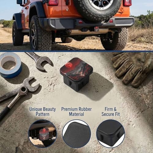 2 Inch Red Moon Mountain Trailer Hitch Cover Rubber Receiver Tube Plug Cap - Image 3