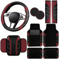 NBTEPEM 10 Pcs Car Floor Mats Full Set & Sport Leather Steering Wheel Cover by NBTEPEM