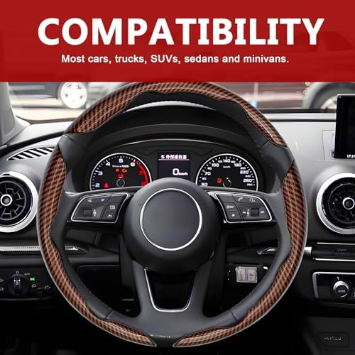 3pcs Universal Carbon Fiber Steering Wheel Cover - Image 7