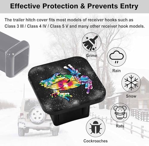Swono 2 inch Trailer Hitch Cap Frog Patterns Night Sky Design Rubber Receiver - Image 3