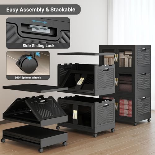 Stackable Storage Bins with Doors & Lids & Wheels - Image 4