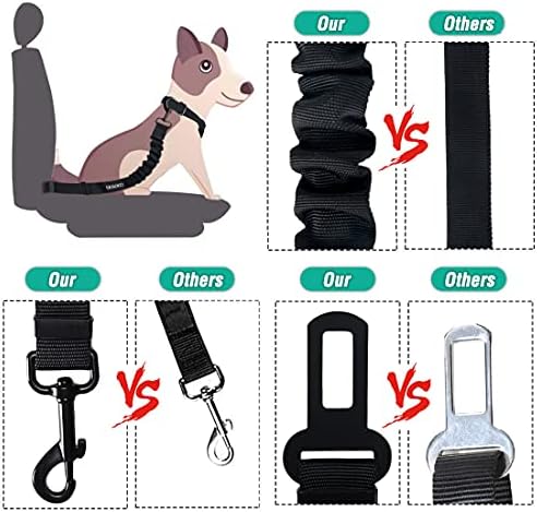COOYOO Dog Seat Belt, 3 Piece Set Retractable Dog Car Harness Adjustable - Image 4