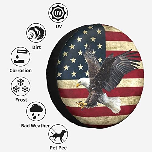 Spare Tire Cover Bald Eagle American Flag Tire Covers Protector Wheel Tire - Image 2