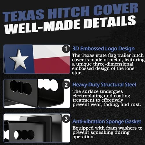 2 Inch Texas Lone Star Flag Trailer Hitch Cover Plug - Image 3