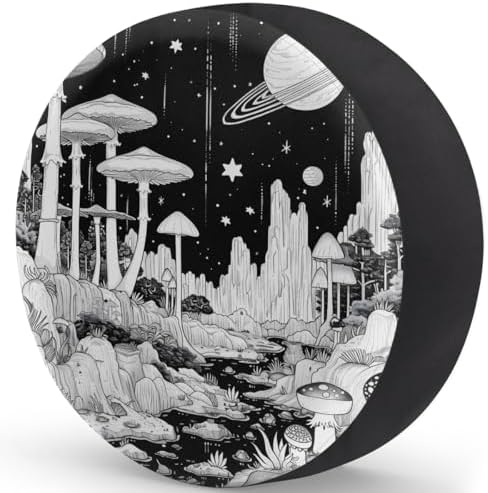 Rv Spare Tire Cover Wheel Mushroom Moon Galaxy Tire Covers Wheel Protectors - Image 2