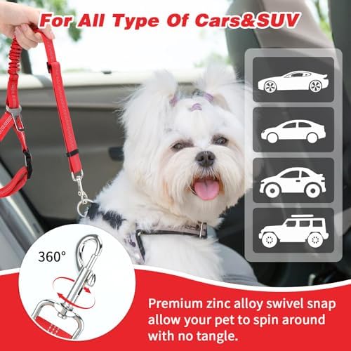 BWOGUE Dog Seat Belt for Car, Reflective Headrest Restraint, Bungee Lead - Image 6