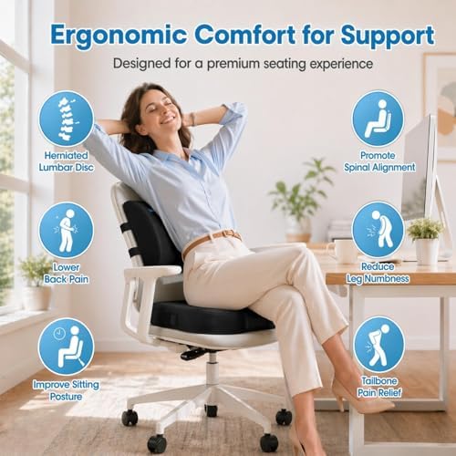 CloudBliss Ergonomic Seat Cushion & Lumbar Support Pillow Set - Image 2