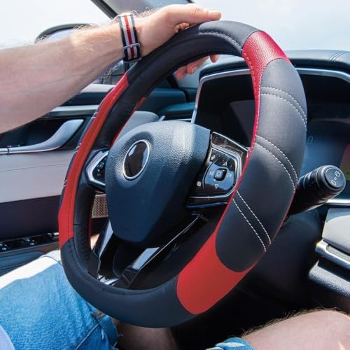 CAR PASS Line Rider Microfiber Leather Sporty Steering Wheel Cover Universal - Image 6