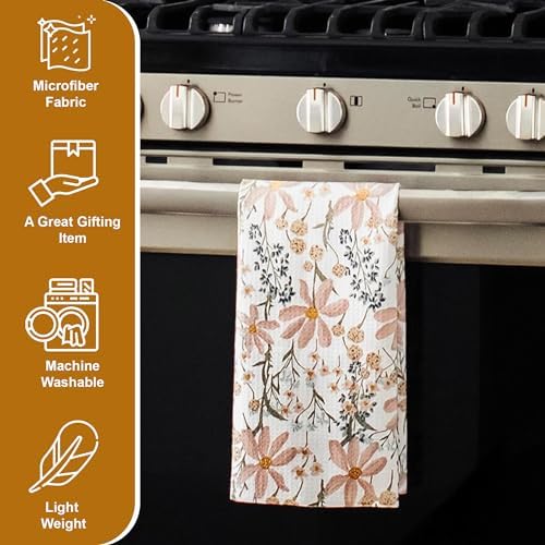 Wildflowers Microfiber Kitchen Towels | Pink & Blue Color Pattern| Waffle - Image 4