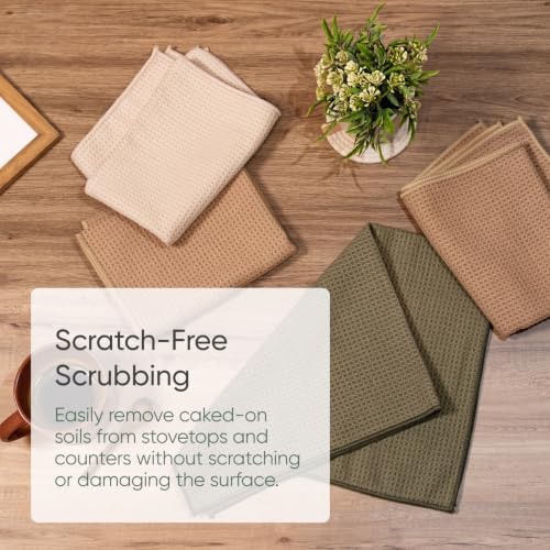 Kitchen Towels, Waffle Weave Microfiber, Sand Olive Tan, 6 Pack - Image 3