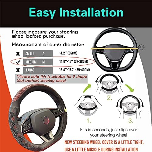 PINCTROT D Shaped Steering Wheel Cover Great Grip 14.5-15 Inch - Image 6
