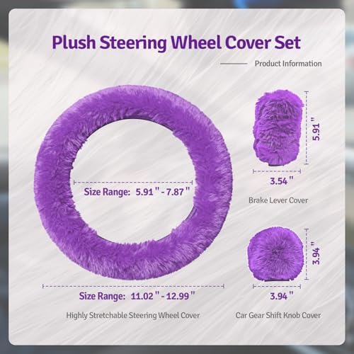 Fluffy Steering Wheel Cover 3PCS Set – Plush Fuzzy Fur Steering Wheel Cover - Image 7