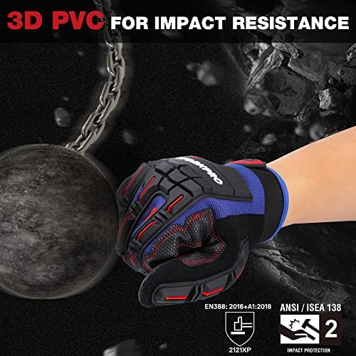 WORKPRO Heavy Duty Work Gloves, Synthetic Leather Impact Protection Working - Image 3