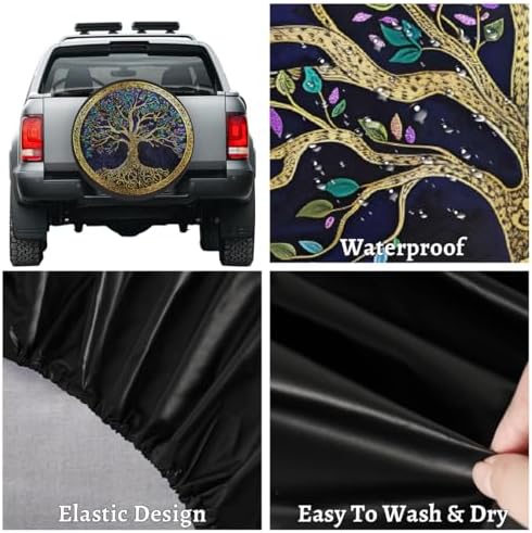 Tree of Life Colorful Leaves Spare Tire Cover Waterproof Dust-Proof Spare Wheel - Image 4