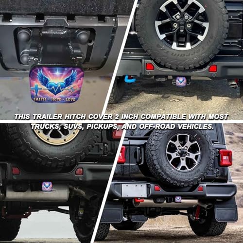 2 Inch Cross Heart Wings Trailer Hitch Cover Rubber Receiver Tube Plug Cap - Image 5