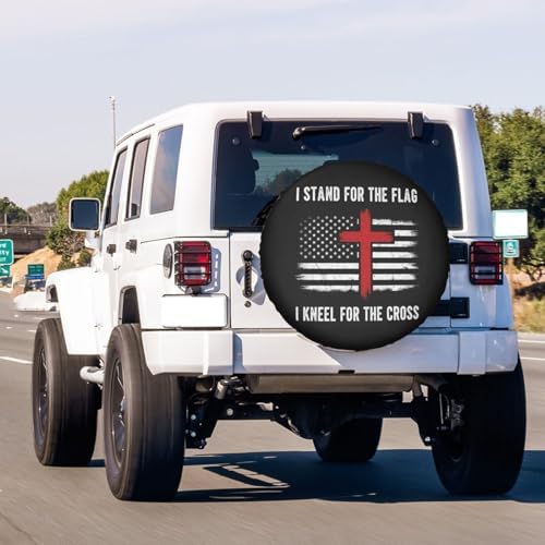 I Stand for The Flag, Kneel for The Cross Spare Tire Cover Dust-Proof Wheel - Image 3