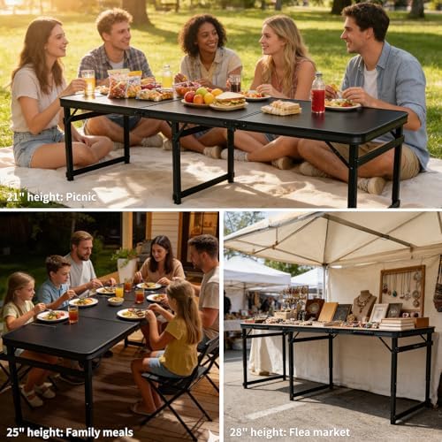 Folding Camping Table 6Ft X 2Ft, Aluminum Portable Adjustable Fold Table - Image 5