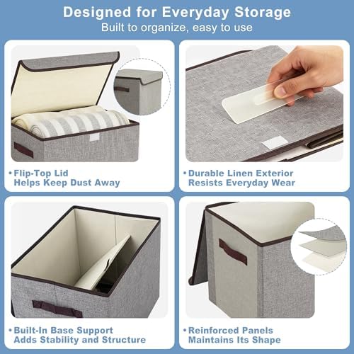 Bagnizer Large 22 Quart Linen Fabric Foldable Storage Bin Cube Organizer Basket - Image 6