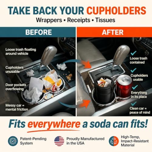 Trash Trapper Car Trash Can Cup Holder | Small Car Trash Can | Fits in Most - Image 2