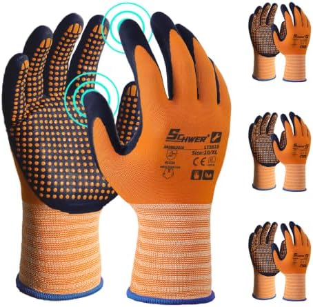 Schwer 3 Pairs Safety Work Gloves, MicroDot Abrasion & Grip by SCHWER